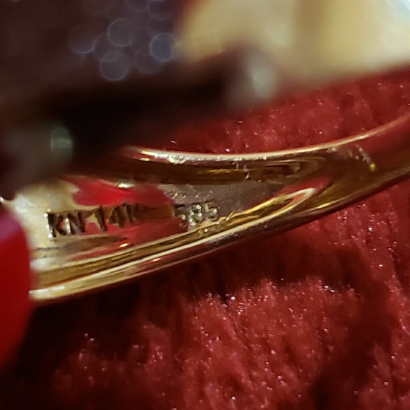 14K Gold ~ White & Yellow Gold Ring with Diamonds - Picture 3 of 8